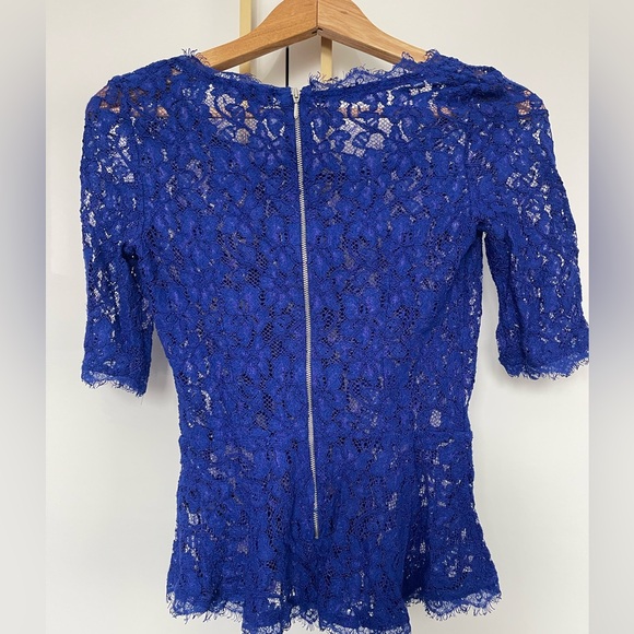 Aritzia I. Babton Blue Lace Peplum Top size xs - Picture 3 of 4